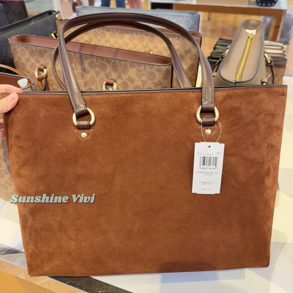 NWT COACH CCC77 Station Tote Bag suede, Vintage Brown Holiday Gift - Picture 2 of 11